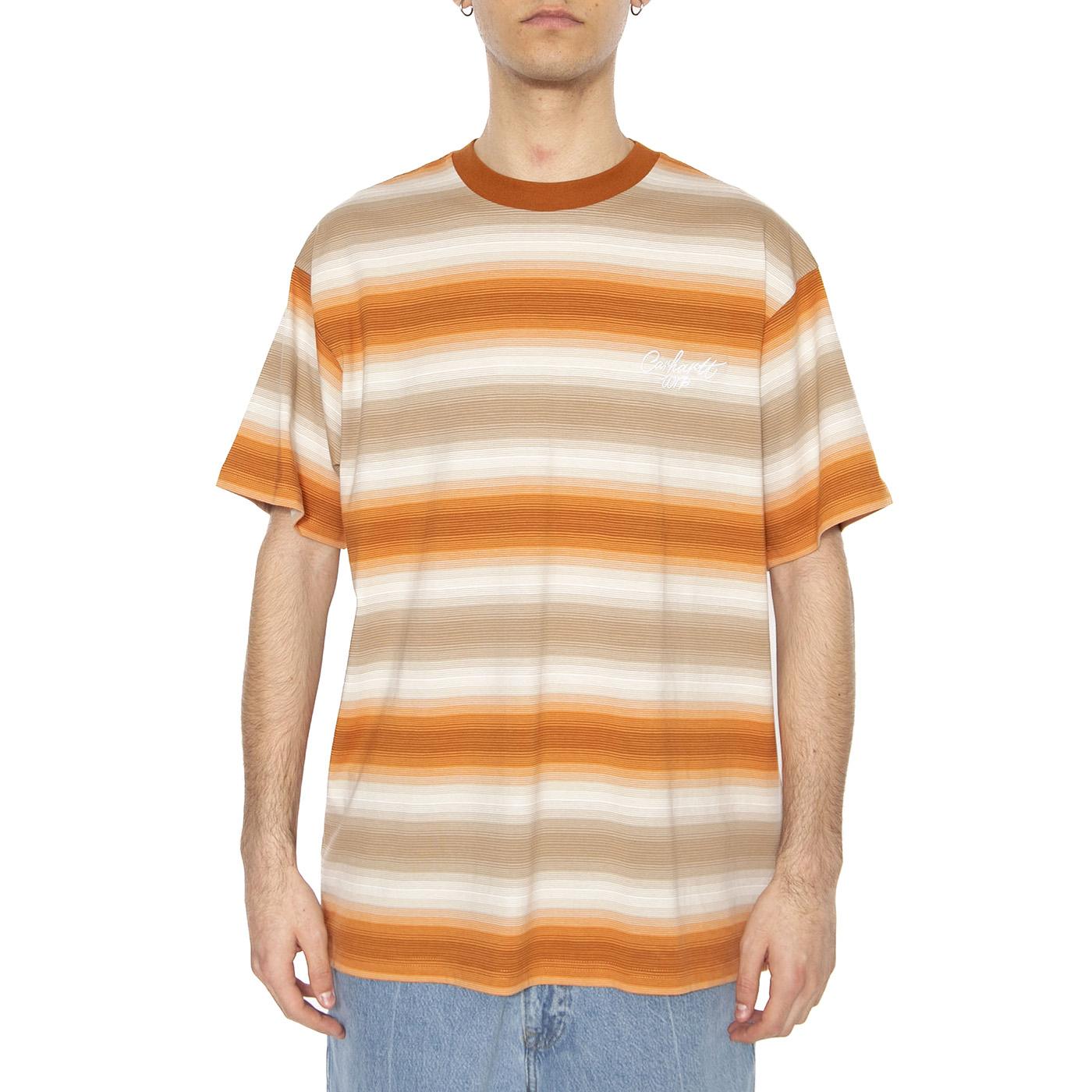 S/S Dashner T-Shirt Dashner Stripe, Pumpkin - Maglietta Girocollo Uomo Multicolore I034489.2Q3XX  CARHARTT WIP 