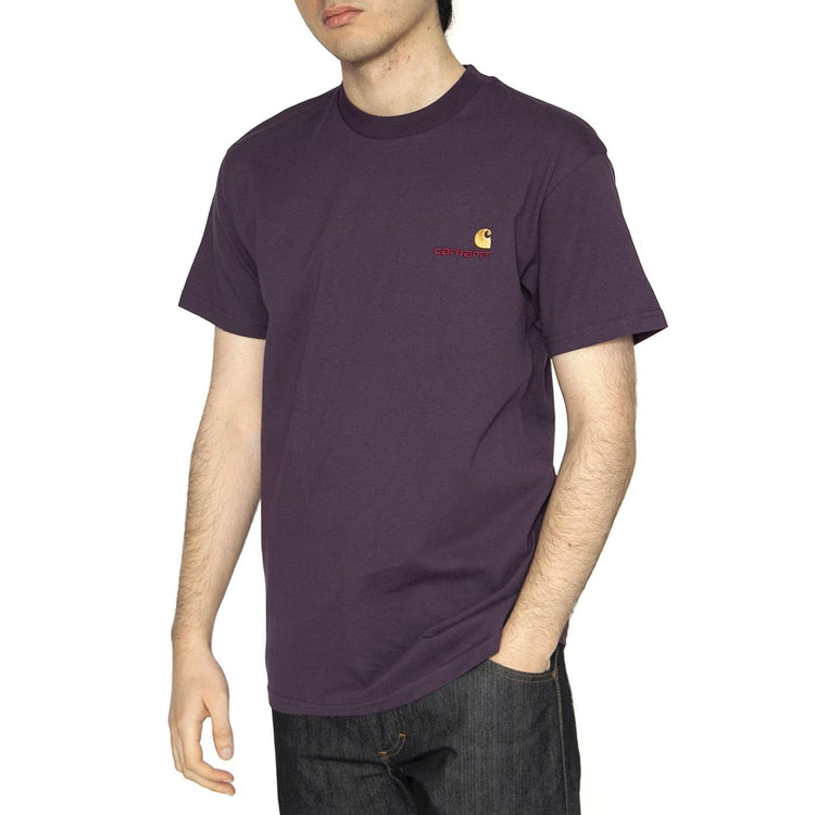 S/S American Script T-Shirt Huckleberry - Maglietta Girocollo Uomo Viola I029956.HUXX  CARHARTT WIP 