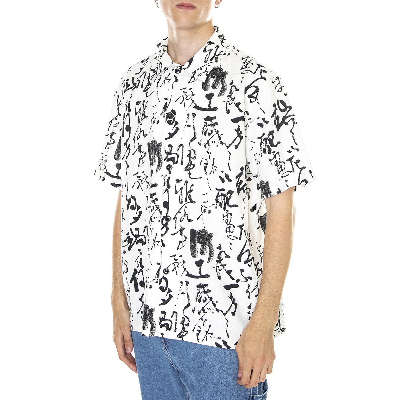 M' Private Letter Shirt SS Black / White - Camicia Maniche Corte Uomo Bianca / Nera / Multicolore I031857.0D2.67.  EDWIN 