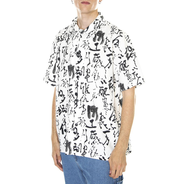 M' Private Letter Shirt SS Black / White - Camicia Maniche Corte Uomo Bianca / Nera / Multicolore I031857.0D2.67.  EDWIN 