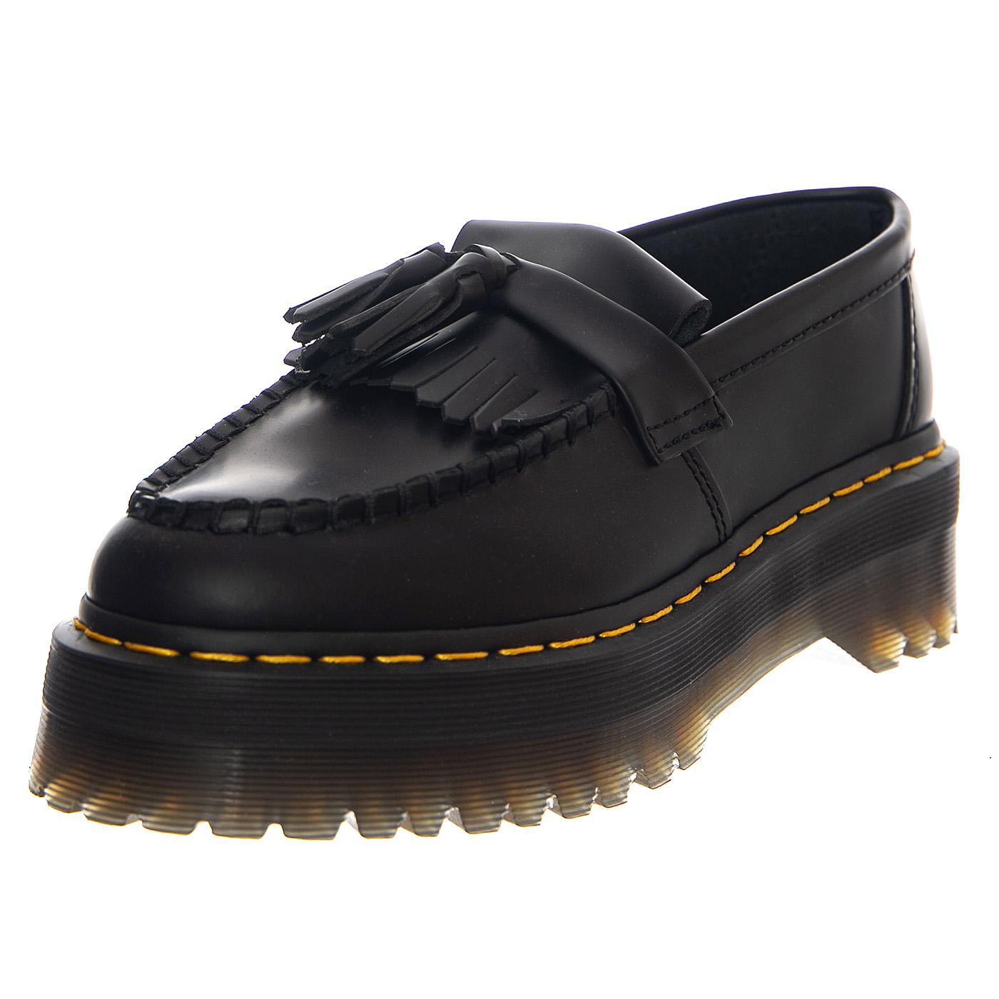 Adrian Quad Platform Loafers - Mocassini in Pelle con Nappe Donna Neri 27989001  DR.MARTENS 
