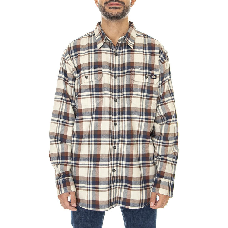 Flex Flannel L/S Shirt Pelican / Ink - Camicia Uomo in Flanella Multicolore DK0A4XU6C711  DICKIES 