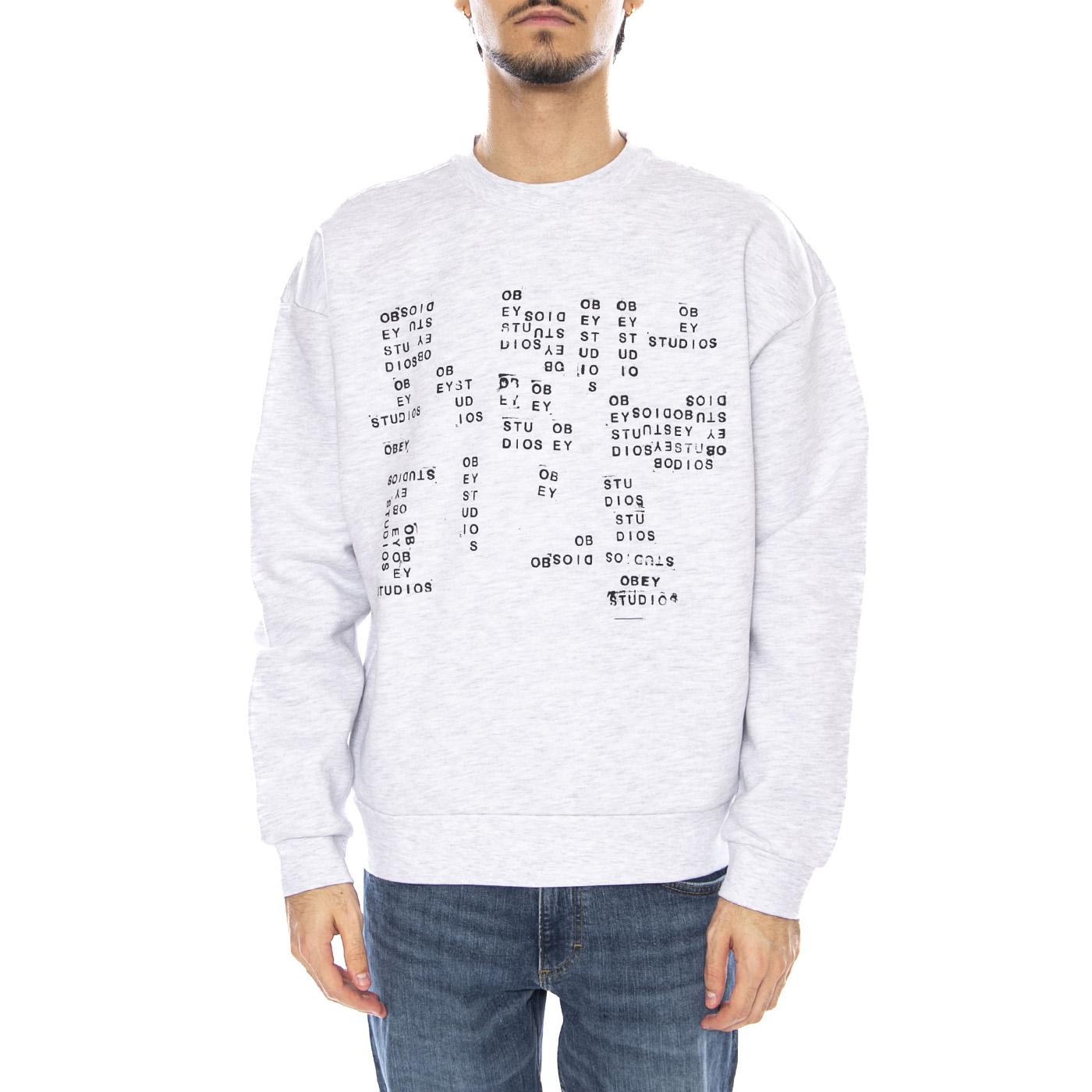 Studios Stamp Extra Heavy Crew Fleece Light Grey - Felpa Girocollo Uomo Grigia 112480253 AGRY OBEY 