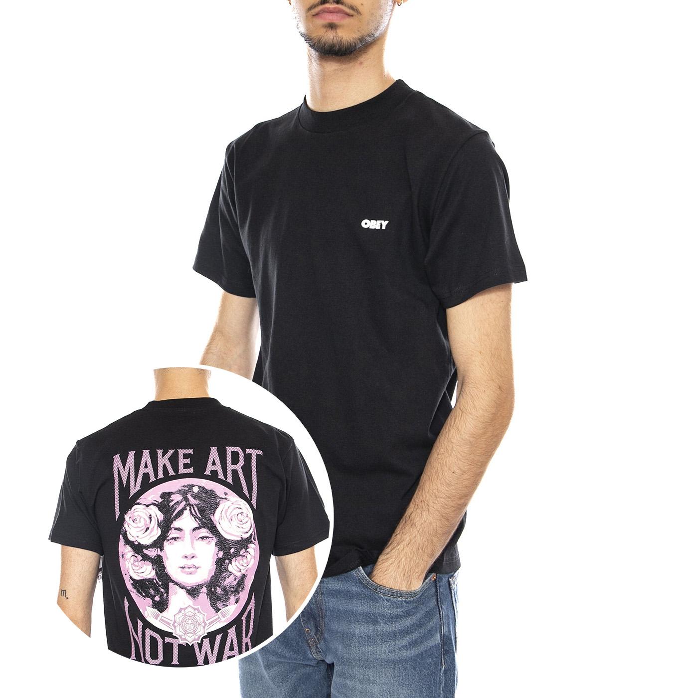 Obey Make Art Not War Tee -- Maglietta Girocollo Uomo Nera 165264062 BLK OBEY 