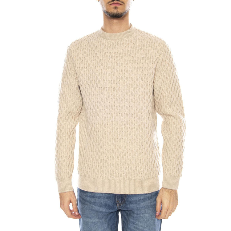 Stone Off White Crew -- Maglia Girocollo Uomo Bianco Sporco a Maniche Lunghe PULL-STON-ECRU OFF WHITE OLOW 
