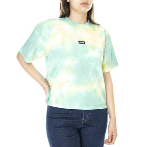 Womens Obet Tag Custom Crop Tie Dye Cucumber / Silk Soft & Cloudy T-Shirt 267711986-CUB  OBEY 