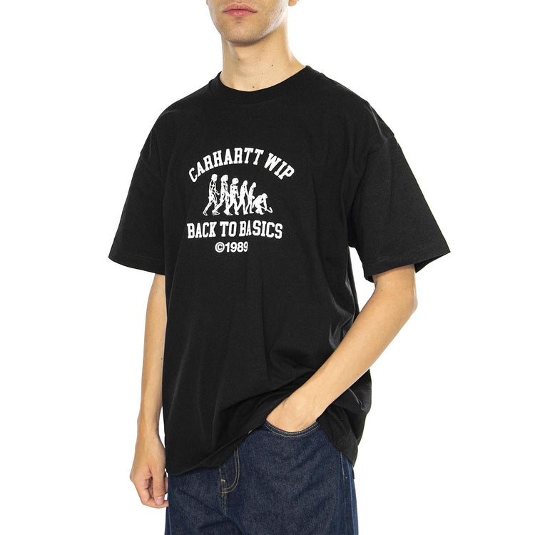 S/S Basics T-Shirt Black / White - Maglietta Girocollo Uomo Nera I033989.0D2XX  CARHARTT WIP 