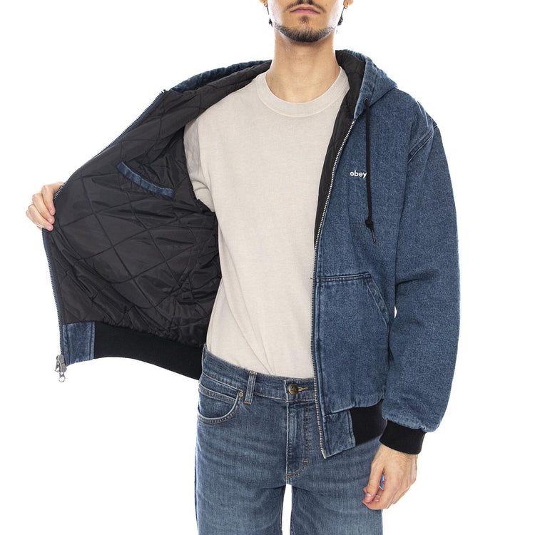 Wiltern Zip Up Hood Jacket Stone Wash Blue - Giacca con Cappuccio Uomo Blu 121800573 STN OBEY 