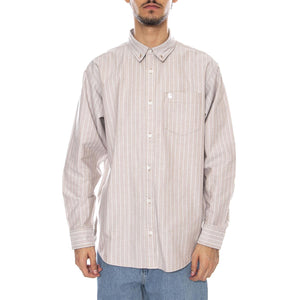 L/S Cassel Shirt Cassel Stripe, Peanut / White - Camicia Uomo Multicolore I035327.35EXX  CARHARTT WIP 