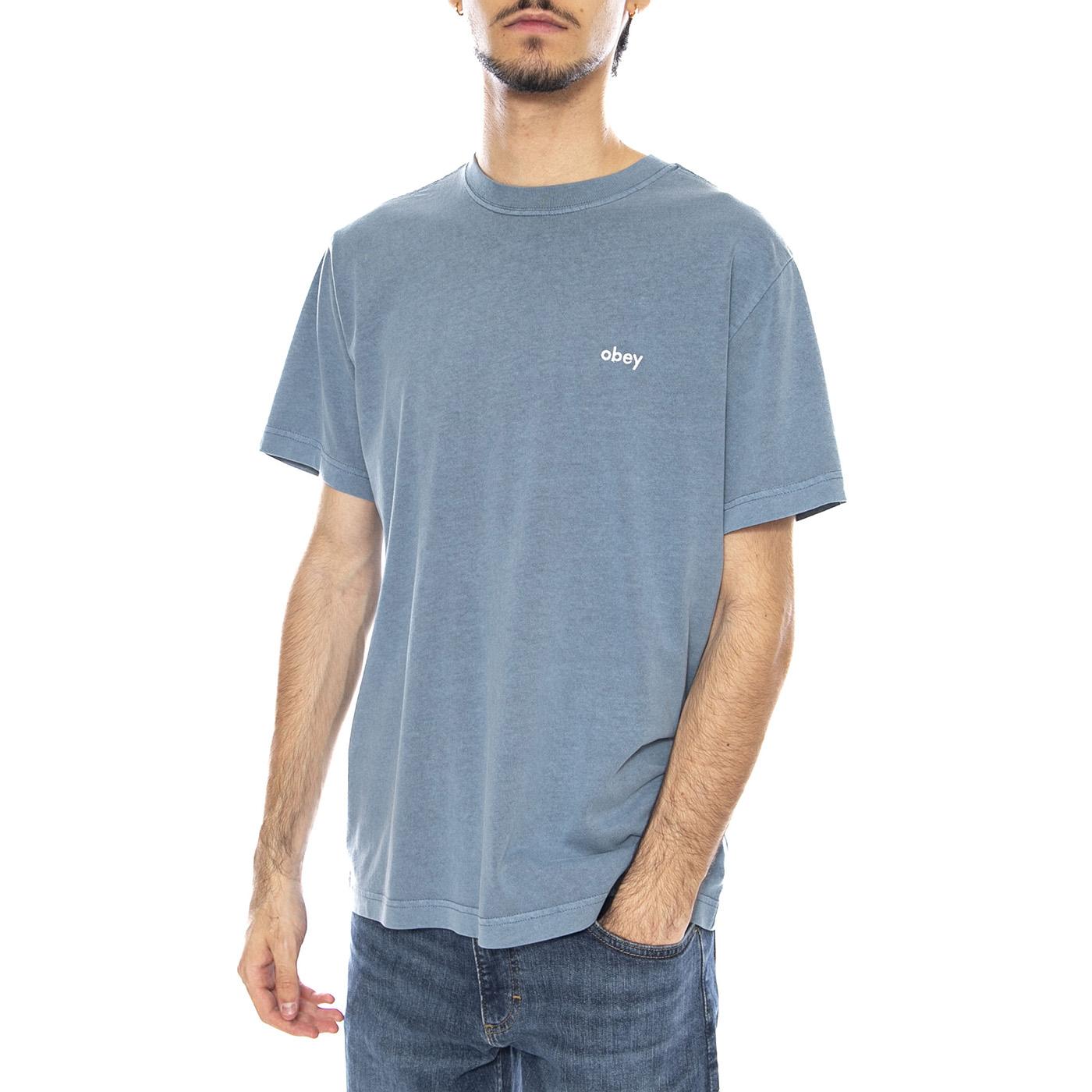 Lowercase Pigment Tee SS Pigment Coronet Blue - Maglietta Girocollo Uomo Blu 131080353 COE OBEY 