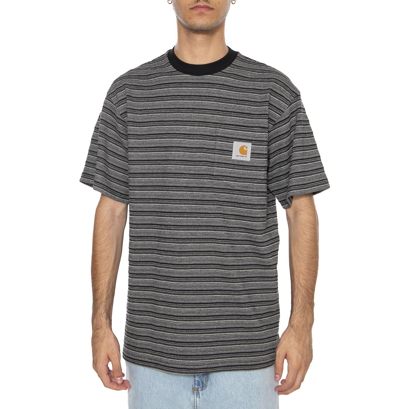 S/S Gellar Pocket T-Shirt Gellar Stripe, Black - Maglietta Girocollo Uomo Nera I035141.30HXX  CARHARTT WIP 