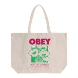 Obey Art Studio Flowers Tote Bag Natural - Tote Bag Shopping Blanc ACCESSOIRES OBEY