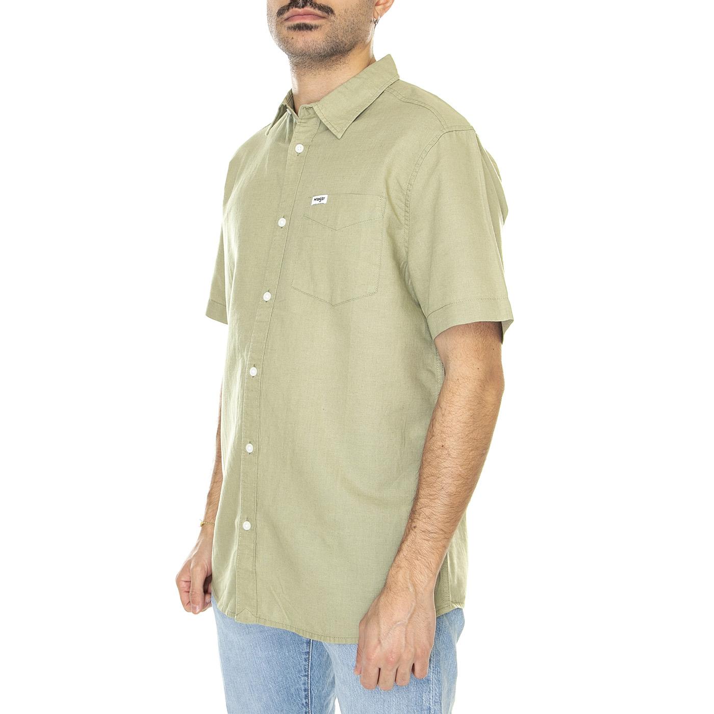 SS 1 Pocket Shirt Tea Leaf Green - Camicia Maniche Corte Uomo Verde W5K0LOG1  WRANGLER 