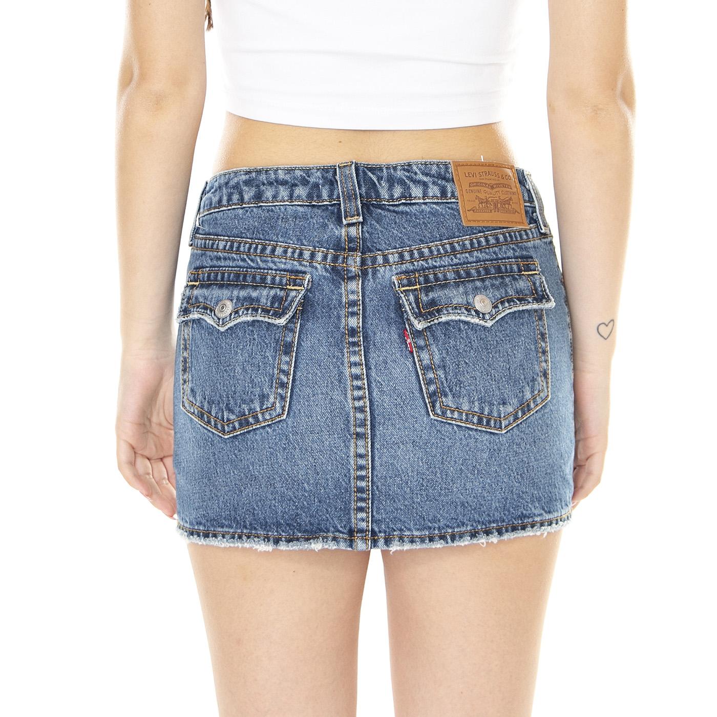 W' XS Skirt Medium Indigo Worn - Gonna Denim Jeans Blu A4465-0001  LEVIS 