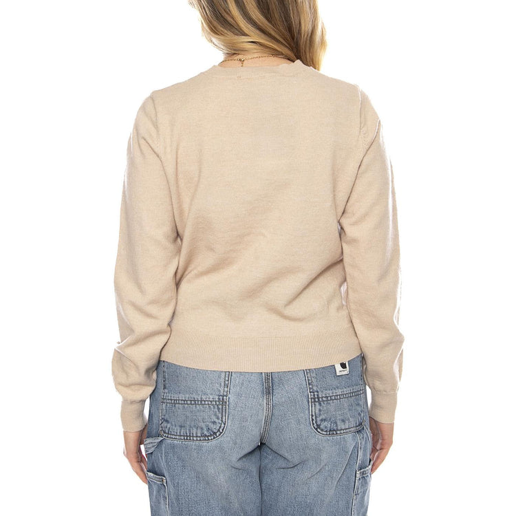 Knit Cardigan with Sequin Flowers -- Cardigan Donna Beige 53W/10706 White WILD PONY 