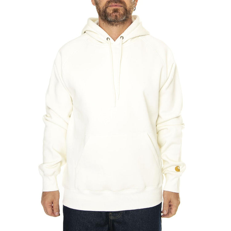 Hooded Chase Sweat Wax / Gold - Felpa con Cappuccio Uomo Bianca I033661.0SHXX  CARHARTT WIP 