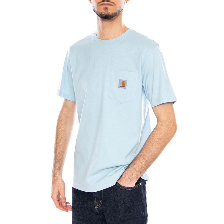 S/S Pocket T-Shirt Icaria - Maglietta Girocollo Uomo Azzurra I030434 3IGXX CARHARTT WIP 