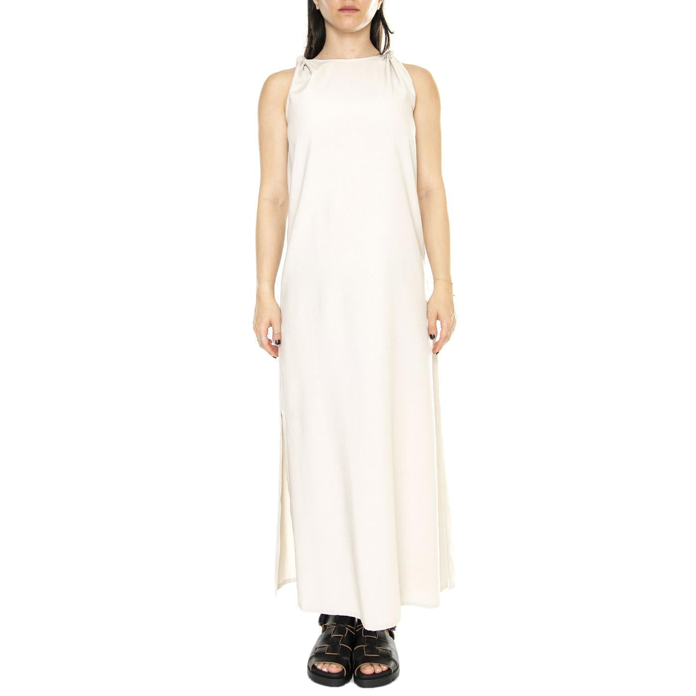 Vestido Largo Satinado Tirantes Blanco - Abito Donna Bianco 41W/11226  WILD PONY 