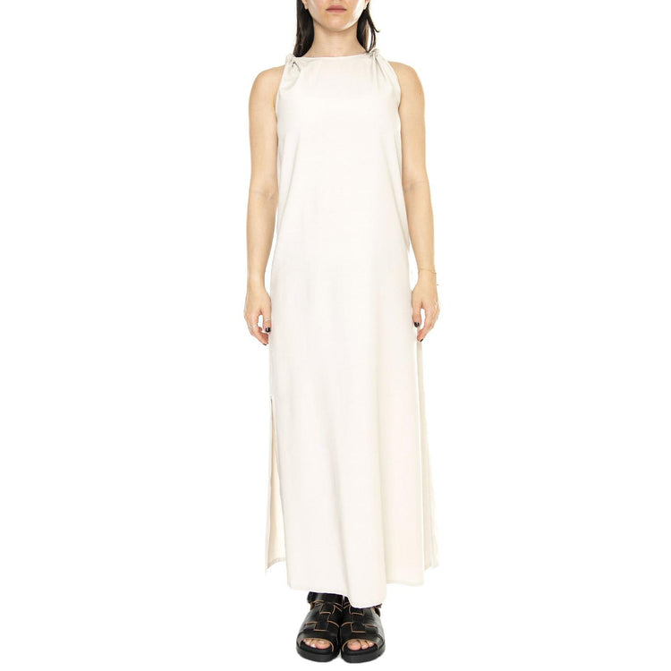 Vestido Largo Satinado Tirantes Blanco - Abito Donna Bianco 41W/11226  WILD PONY 