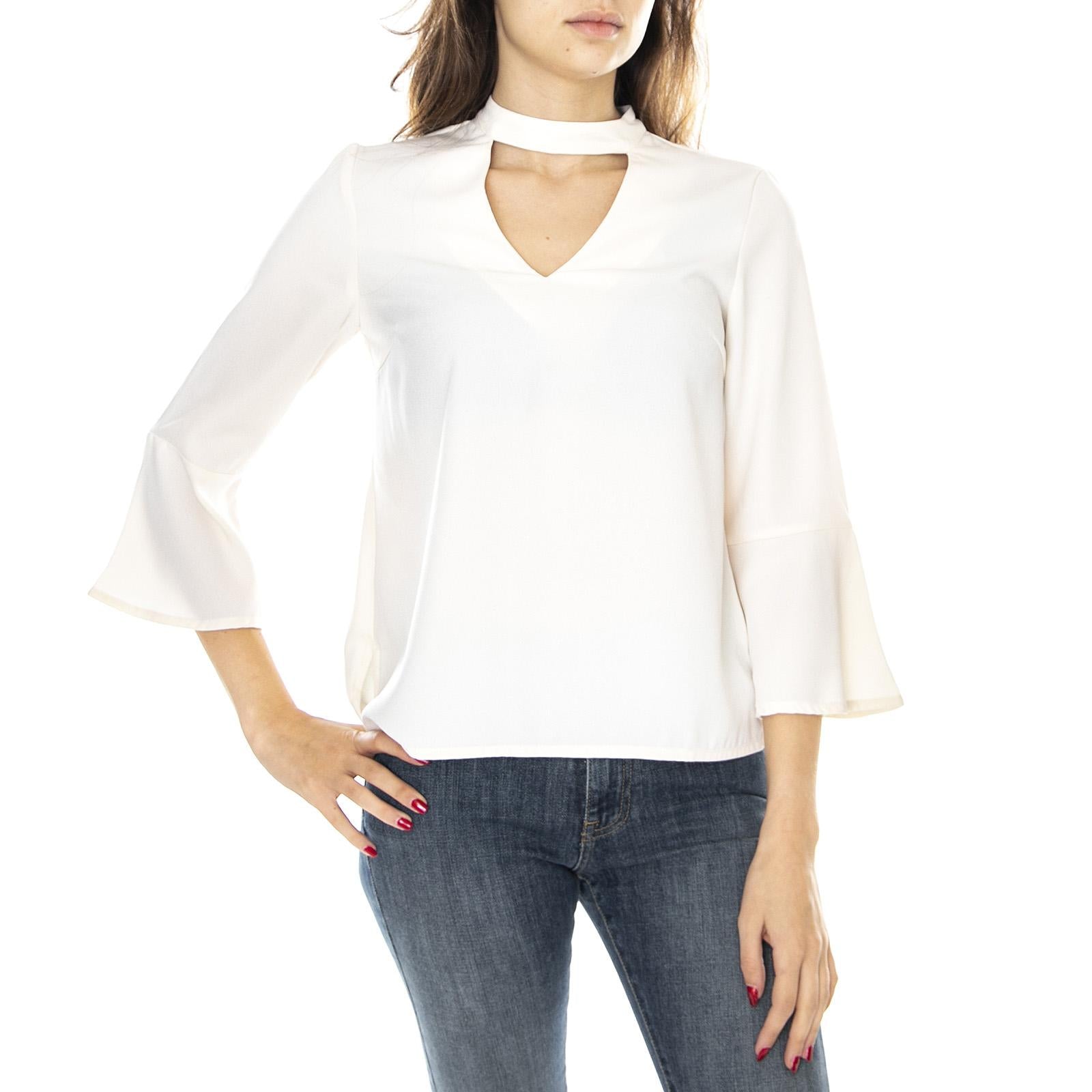 Chiara 3/4 Choker T-Shirt - Pristine White - Maglietta Girocollo Donna Bianca 10191085-Nessuno  VERO MODA 