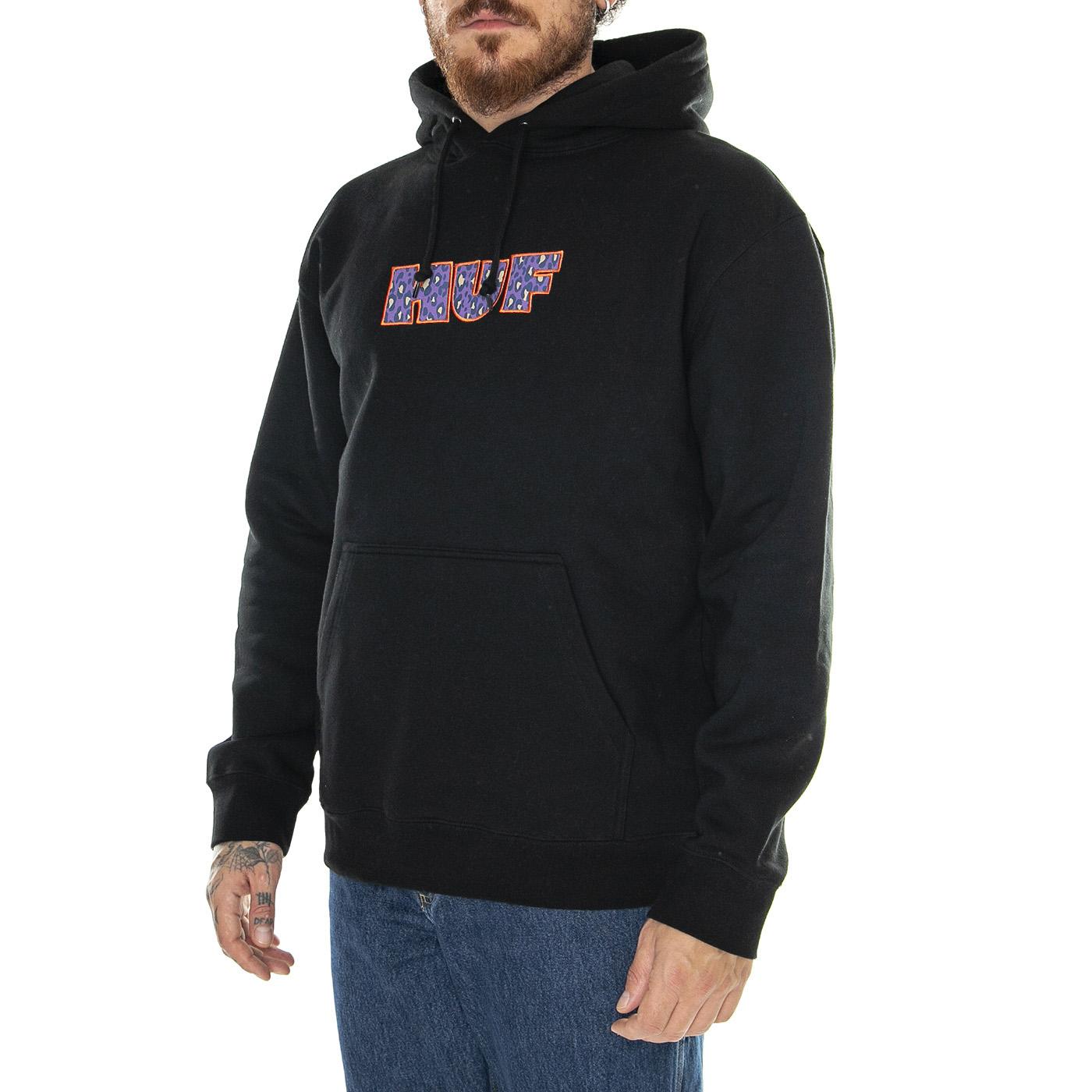 Cheata P/O Hoodie Black - Felpa con Cappuccio Uomo Nera PF00616-BLACK  HUF 