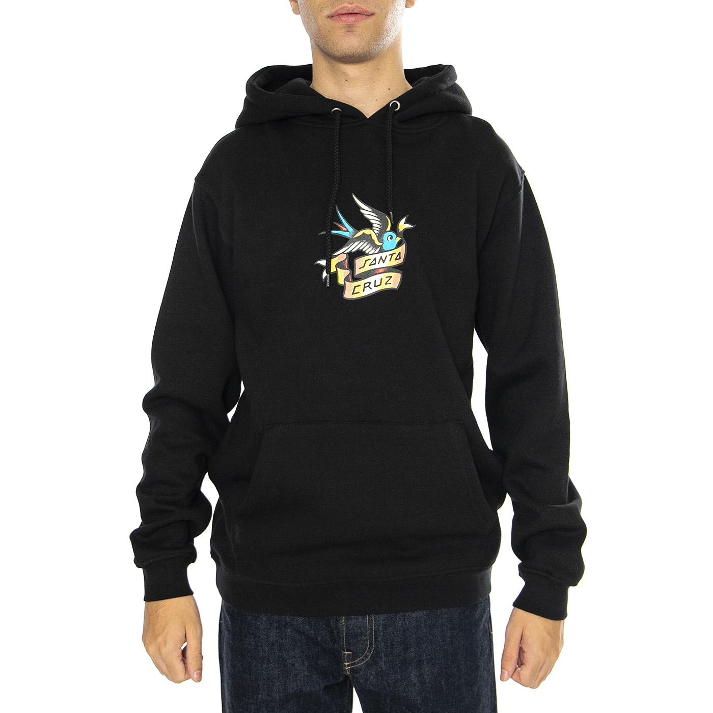 Sommer Sparrow Front Black - Felpa Uomo Nera SCA-HDY-6313  SANTA CRUZ 