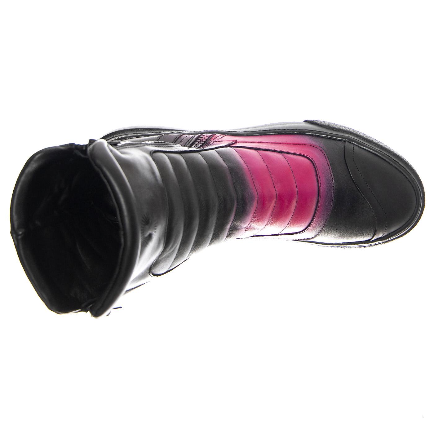 M' Moto Nappa Black / Fuchsia Black Sole - Stivali Uomo Neri / Viola BOMMOTO-NAPPA.BKFUC  BRUNO BORDESE 