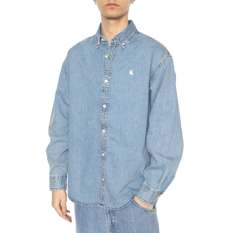 L/S Lucas Shirt Blue - Camicia Denim Jeans Uomo Blu I034525.0135  CARHARTT WIP 