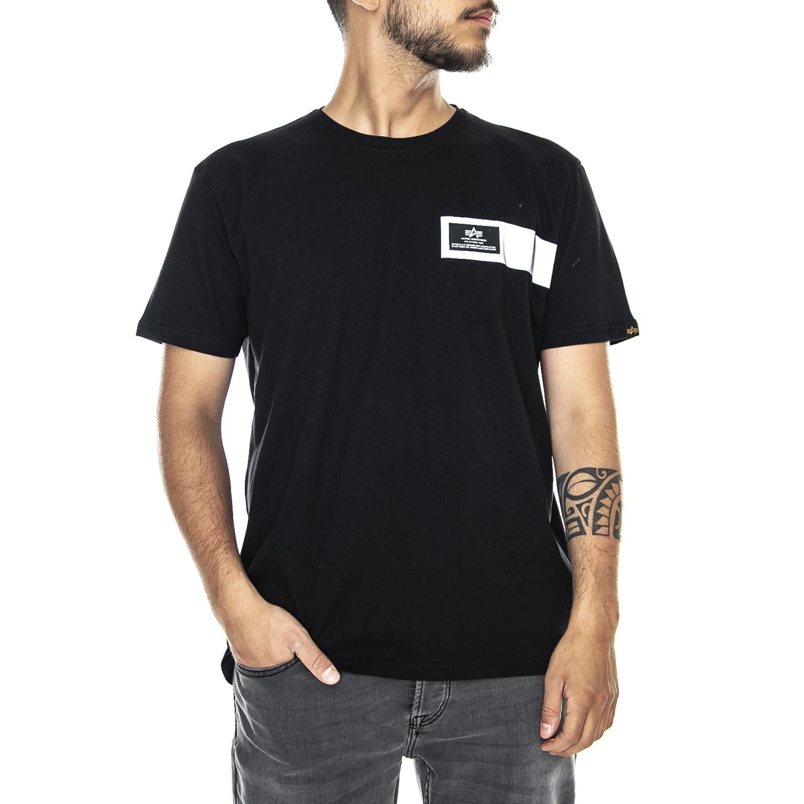 Reflective Stripes - Maglietta Girocollo Uomo Nera 198510-03  ALPHA INDUSTRIES 