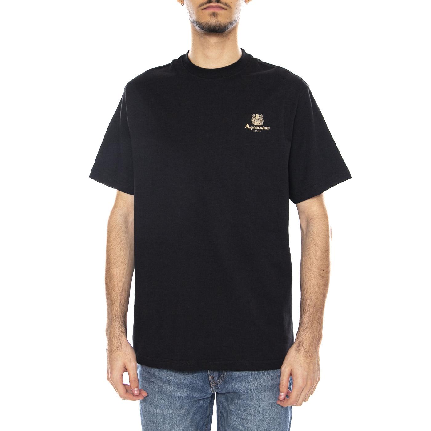 Small Logo T-Shirt -- Maglietta Girocollo Uomo Nero AA_ICON_TS006_16 . AQUASCUTUM 