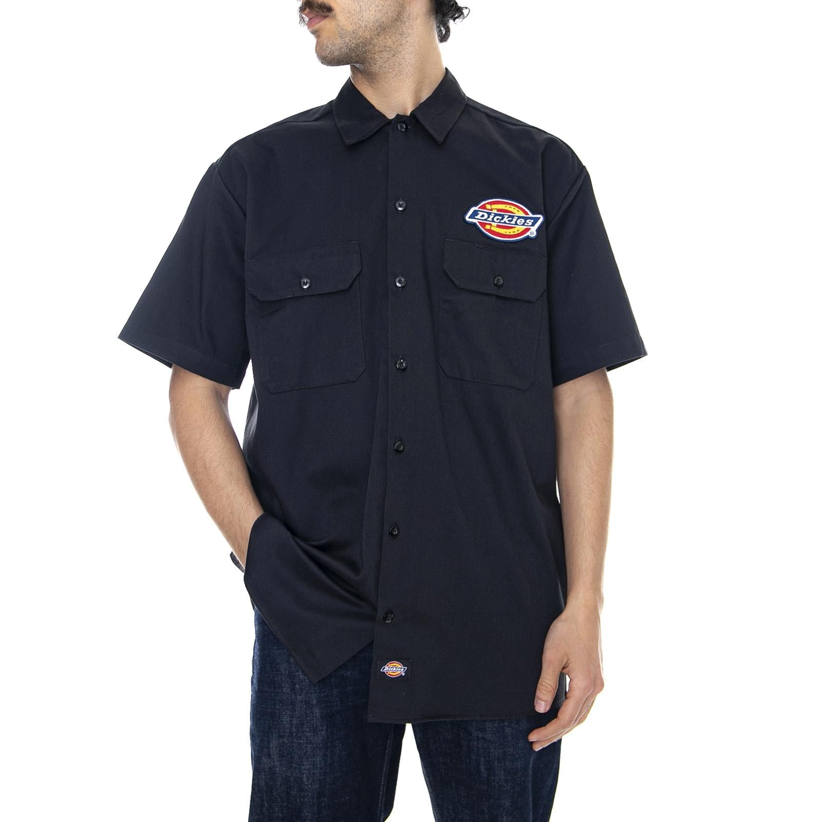 Clintondale Short-Sleeve Shirt - Black - Camicia Maniche Corte Uomo Nera 05 200348-BK . DICKIES 