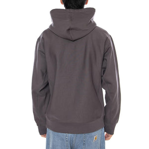 Hooded American Script Sweat Porphyry - Felpa con Cappuccio Uomo Verde I028279.33CXX  CARHARTT WIP 