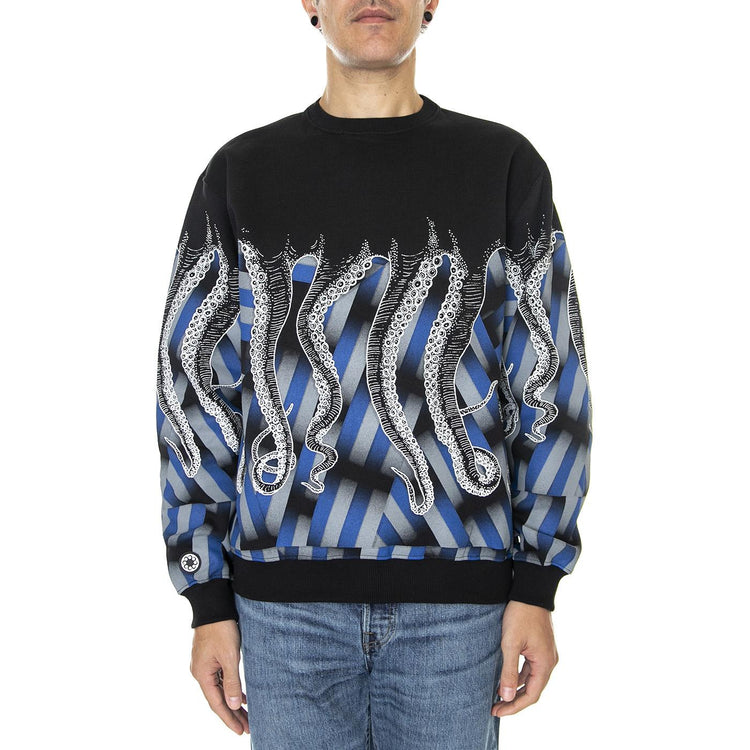 Dazzle Crewneck Black - Felpa Girocollo Uomo Nera 22WOSC11-BLACK  OCTOPUS 