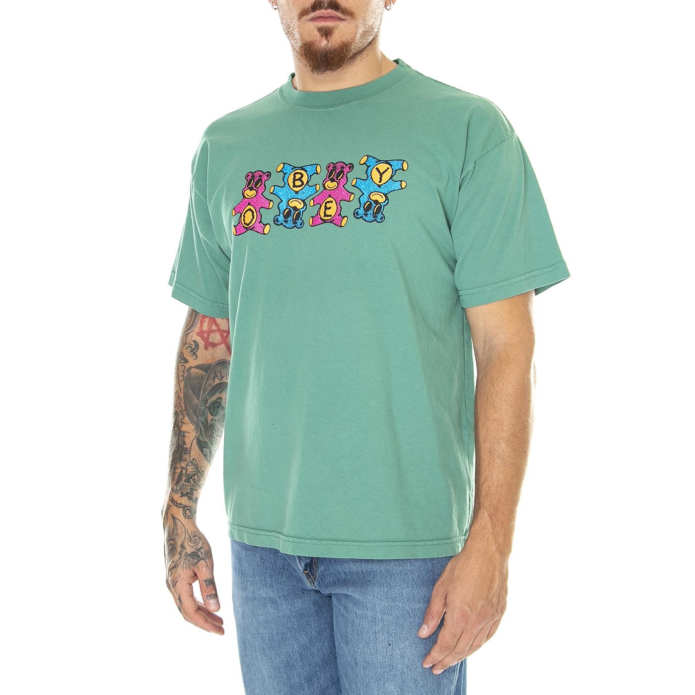 M's Obey Heavyweight Tee Palm Leaf - Maglietta Girocollo Uomo Verde 166913460-PLF  OBEY 