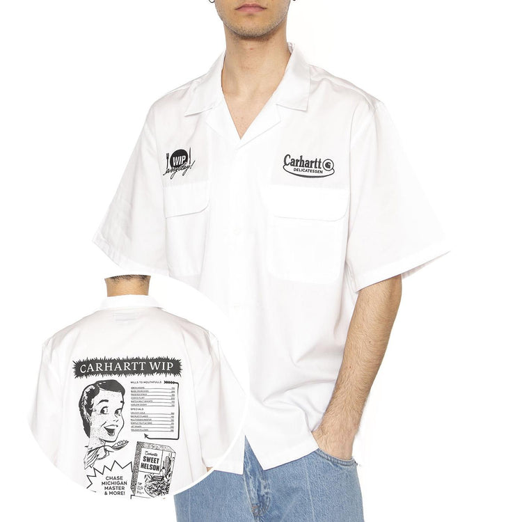 S/S Deli Shirt White / Black - Camicia Maniche Corte Uomo Bianca I034738.00AXX  CARHARTT WIP 