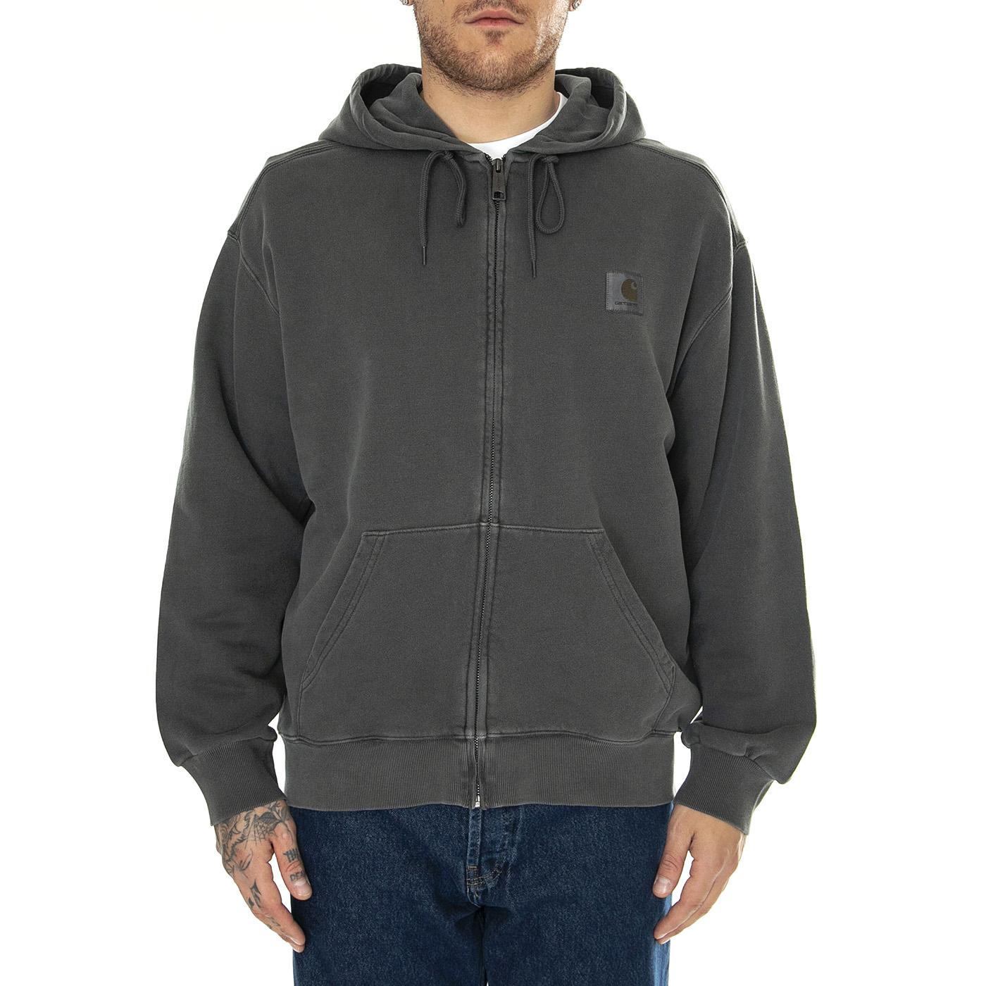 Hooded Nelson Jacket Charcoal /garment dyed - Felpa con Cappuccio Uomo Grigia I033064.98GD  CARHARTT WIP 