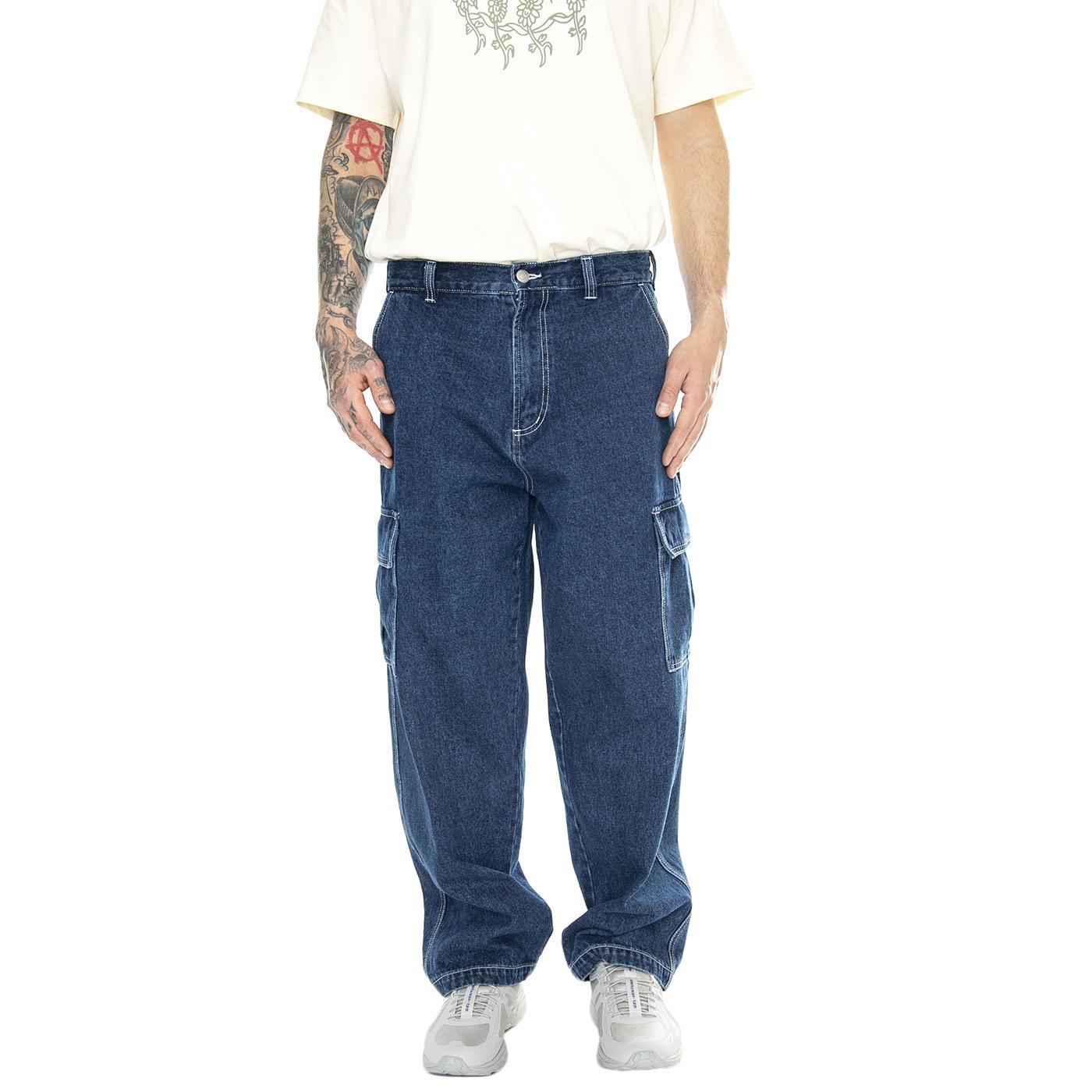 Big Wig Cardgo Denim Pant Stone Wash - Pantaloni Denim Jeans Uomo Blu 142010094-STN  OBEY 