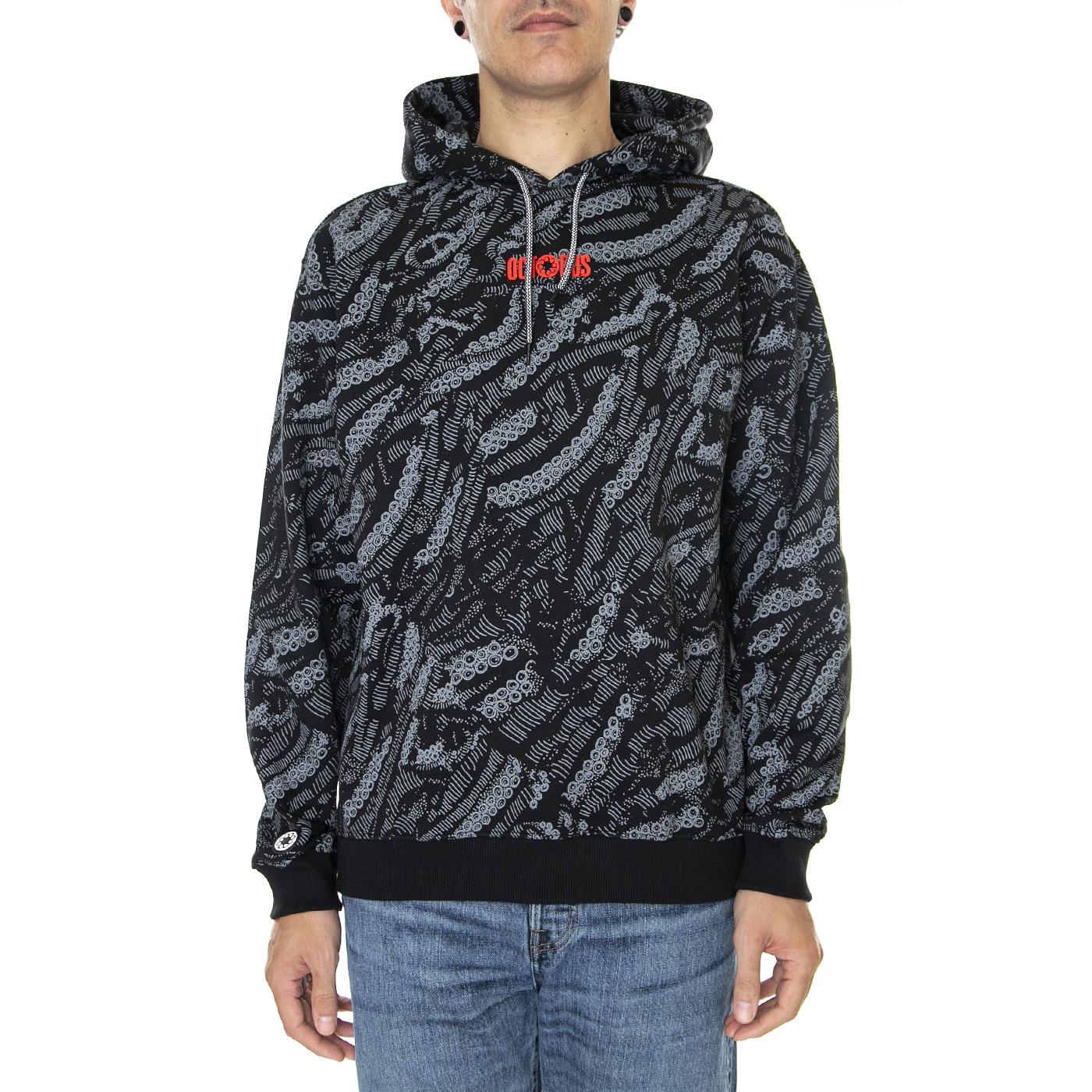 Deco Hoodie Black - Felpa con Cappuccio Uomo Nera / Multicolore 22WOSH09-BLACK  OCTOPUS 