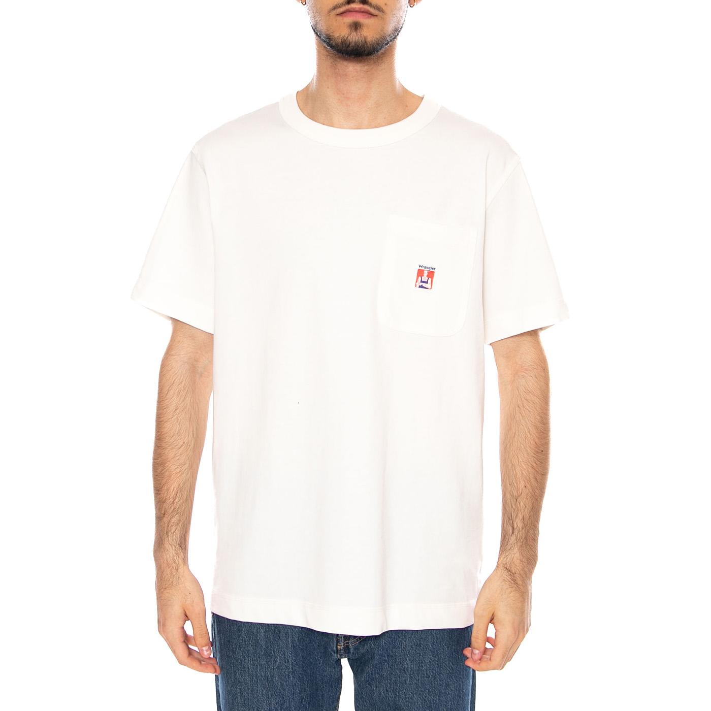 POCKET TEE WORN WHITE - Maglietta Girocollo Uomo Bianca 112371499 WHT WRANGLER 