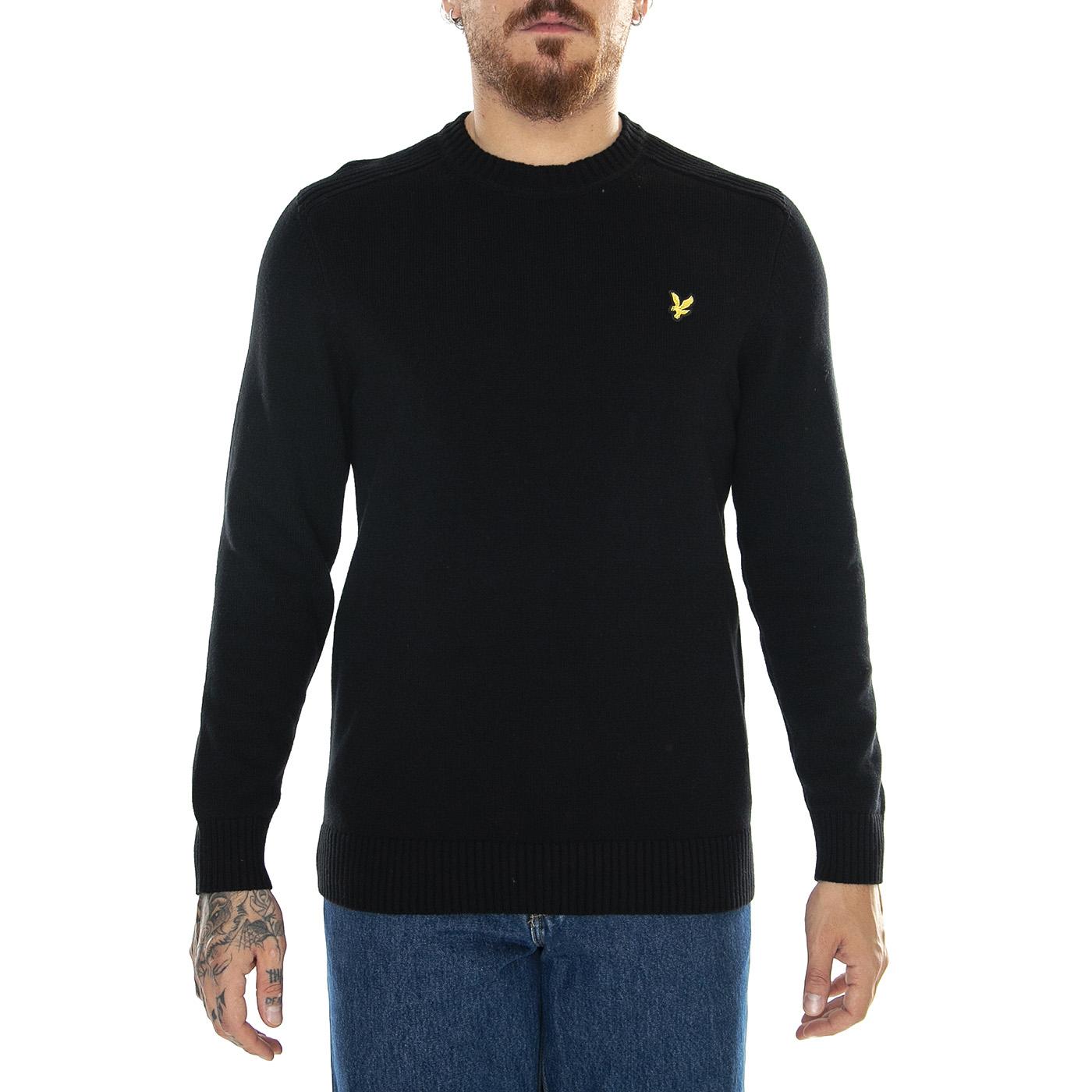 Shoulder Detail Crew Neck Jump Jet Black - Maglione Uomo Nero KN1925V-Z865  LYLE & SCOTT 
