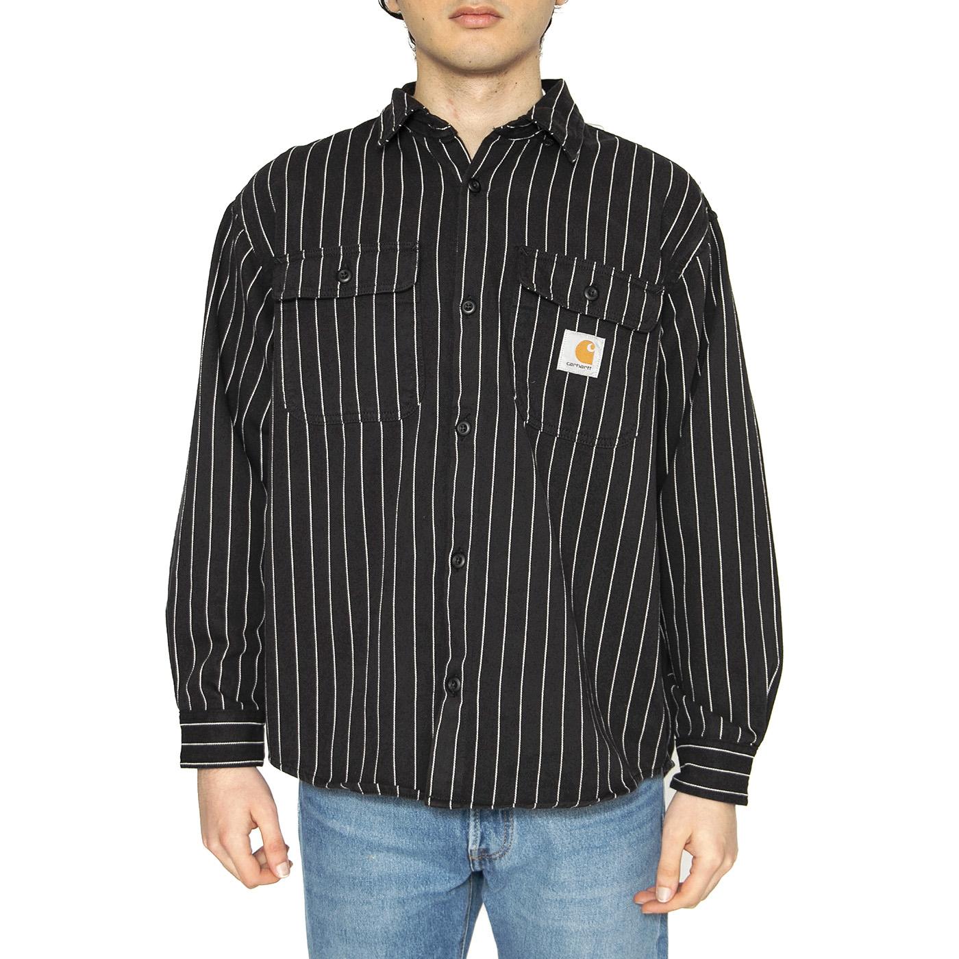 Hendry Shirt Jac Seaton Stripe, Black / Wax - Camicia Uomo Nera I034827.2MB02  CARHARTT WIP 