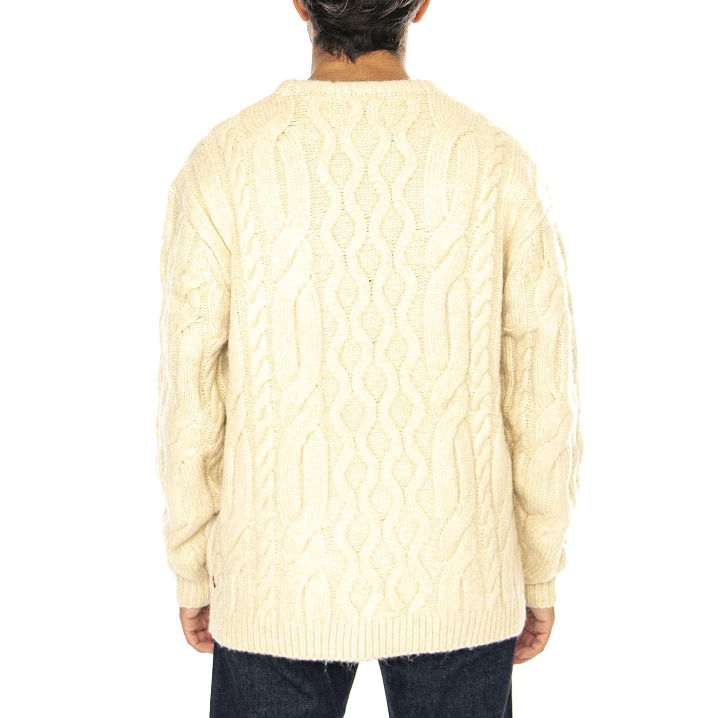 Battery Crewneck Sweater Parkside Cable Neutral  - Maglione Girocollo Uomo Beige A0708-0022  LEVIS 