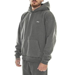 M' Lowercase Pigment Hood Fleece Digital Black - Felpa con Cappuccio Uomo Grigia 112470194-DIB  OBEY 