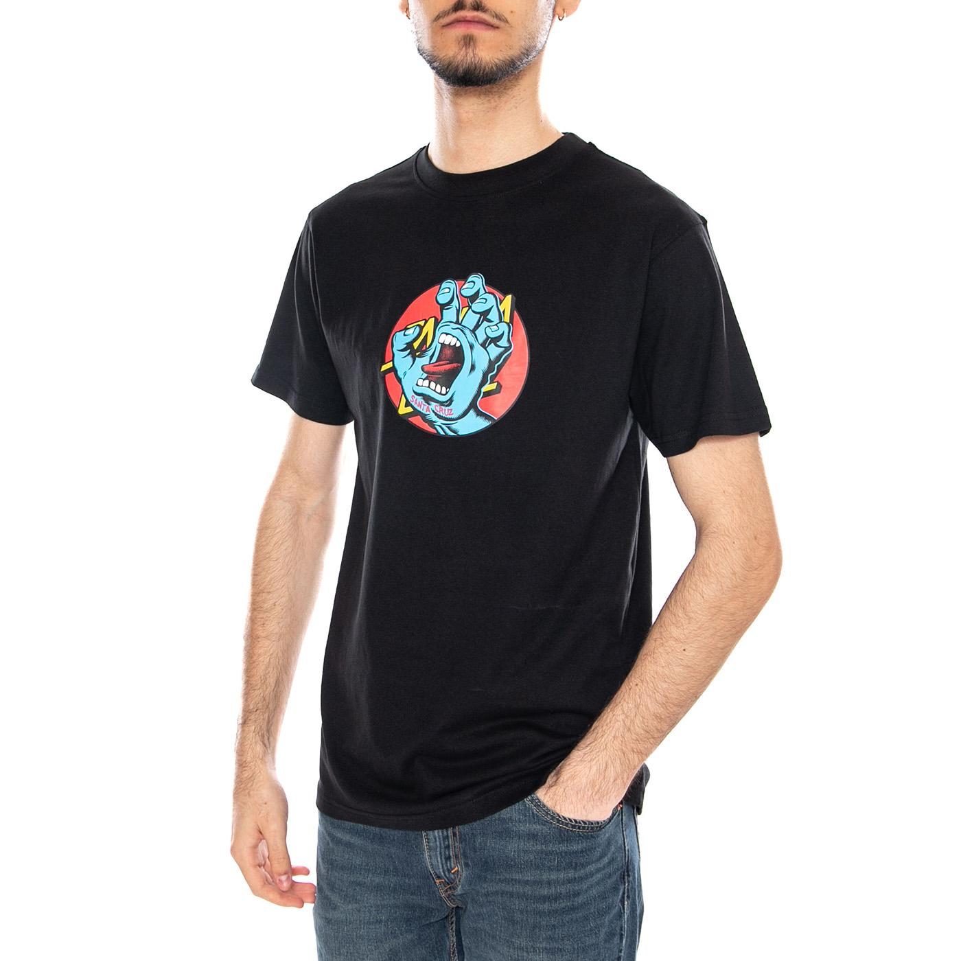 Hand Dot Front Black - Maglietta Girocollo Uomo Nera SCA-TEE-12747 Black SANTA CRUZ 