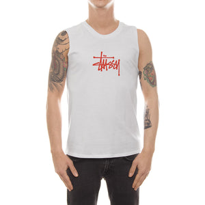 BASIC STUSSY MUSCLE TEE WHITE 2941353-WHITE  STUSSY 
