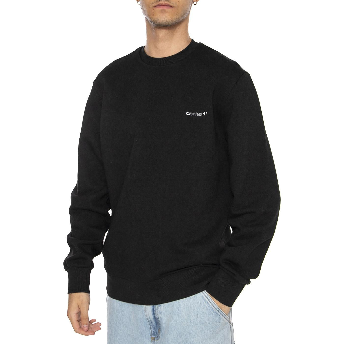 Script Embroidery Sweat Black / White - Felpa Girocollo Uomo Nera I034496-0D2  CARHARTT WIP 