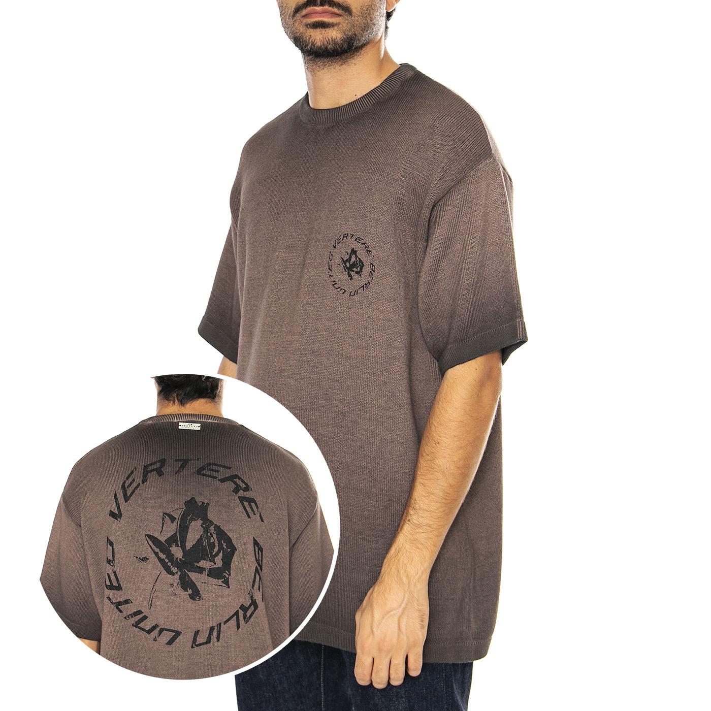 Circle Knit T-Shirt Washed Olive - Maglietta Girocollo Uomo Marrone VER-KT271-WSDOLI  VERTERE BERLIN 