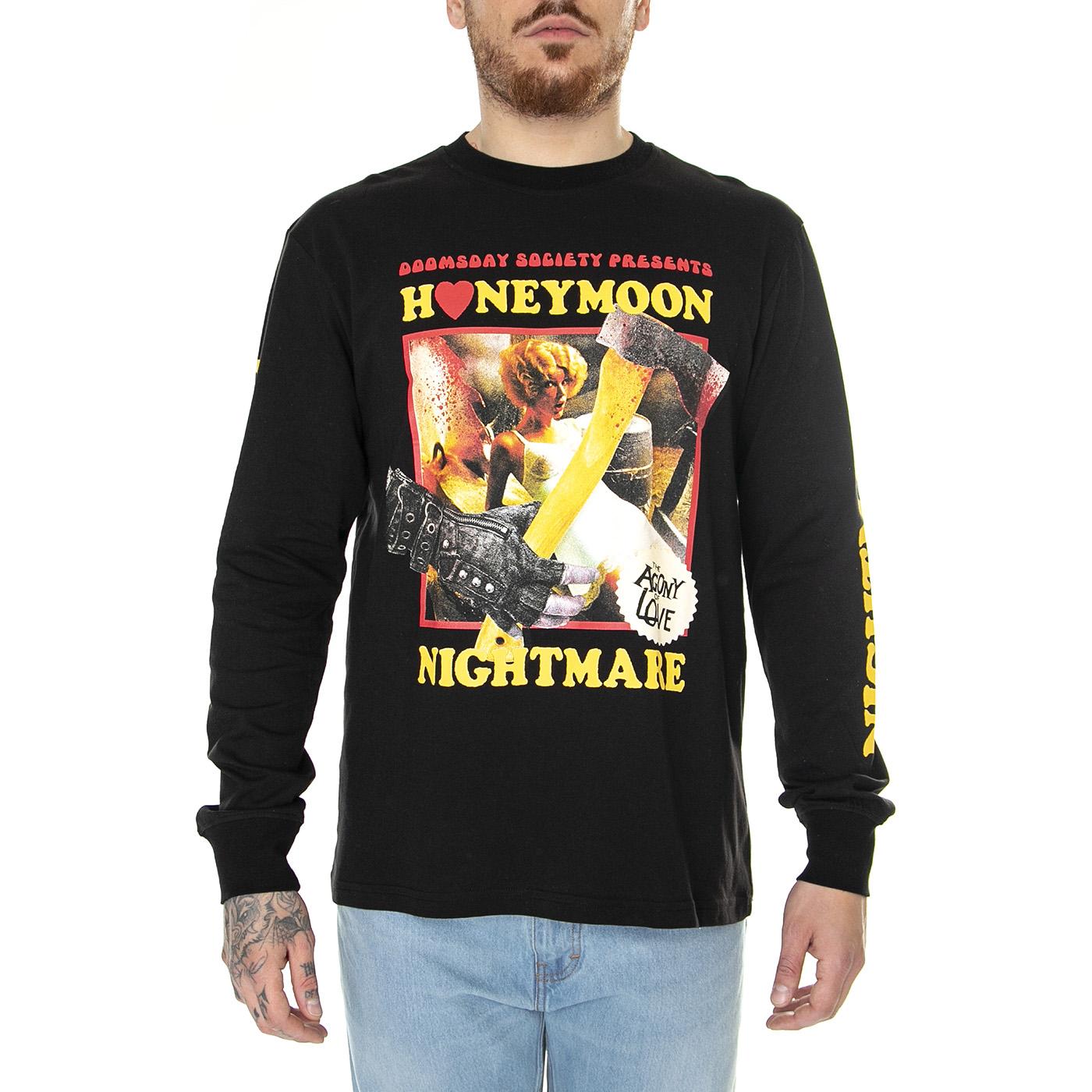 M' Honeymoon Longsleeve T-Shirt Black - Maglietta Girocollo Maniche Lunghe Uomo Nera LSV0061BLK  DOOMSDAY 