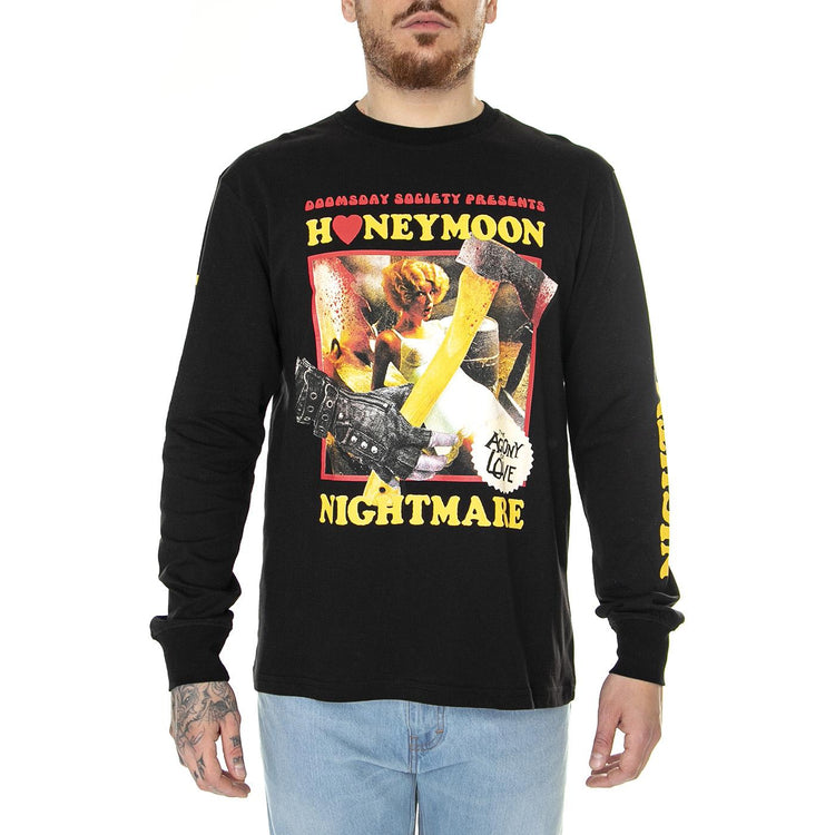 M' Honeymoon Longsleeve T-Shirt Black - Maglietta Girocollo Maniche Lunghe Uomo Nera LSV0061BLK  DOOMSDAY 
