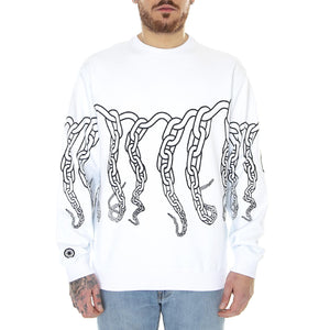 Octopus Chain Crewneck White - Felpa Girocollo Uomo Bianca / Multicolore 23SOSC33-WHITE  OCTOPUS 